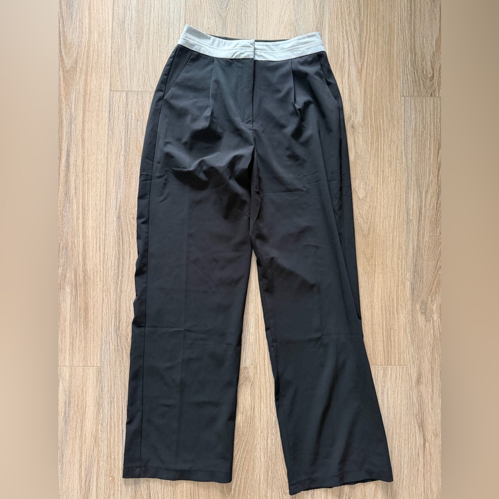 women's black and white tailored trousers